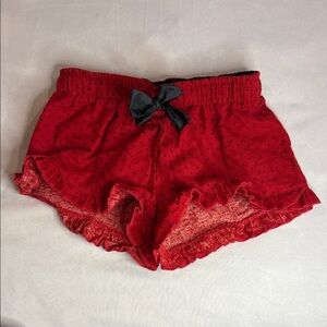Boxercraft Red Pyjama Shorts Black Polka Dot Ruffles Bow Youth Size S (6-8)